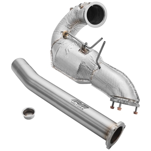 RM Motors Downpipe Set Audi Q5 3.0 TDI – No Catalytic Converter – No Silencer – Set with Silencer – With Heat Shield